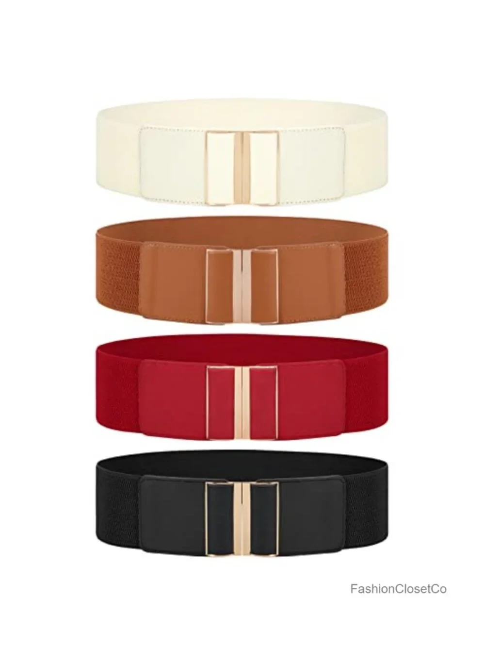 4 Pack Stretch Waist Belts for Women Wide Elastic Dress Belt